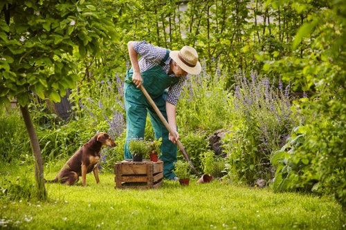 Garden team checking tools and equipment for safe use